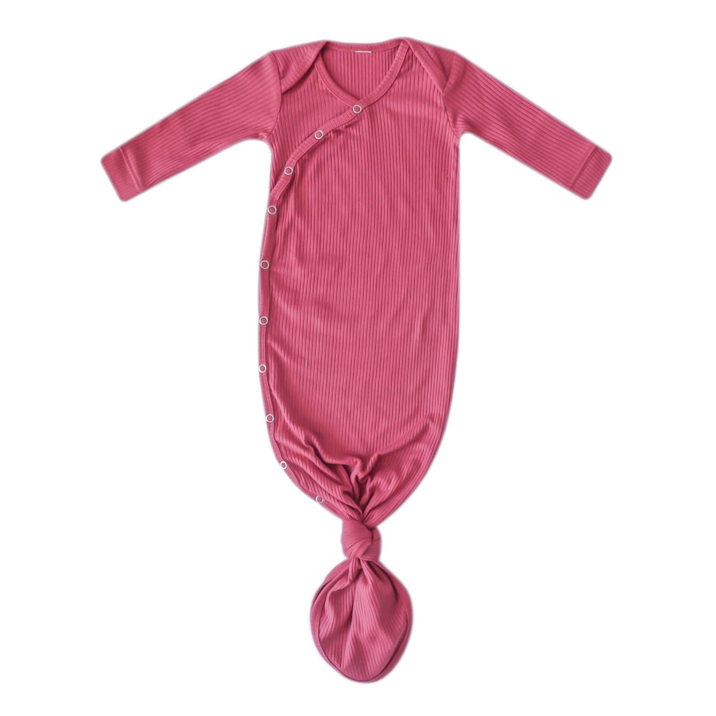 Copper Pearl Rib Knit Newborn Knotted Gown - Berry
