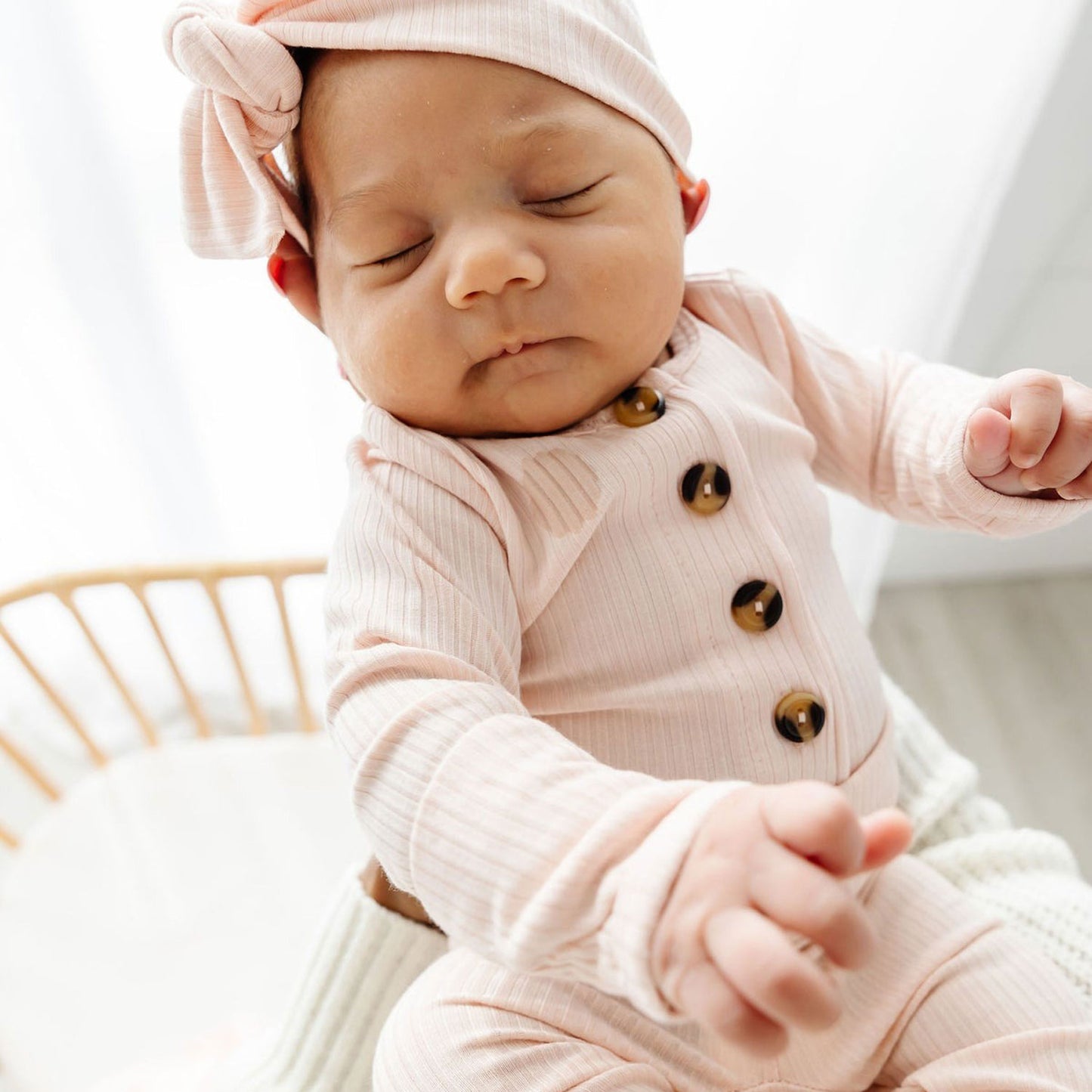 Baby wearing Lou Lou and Company Ribbed Top and Bottoms - Rosie