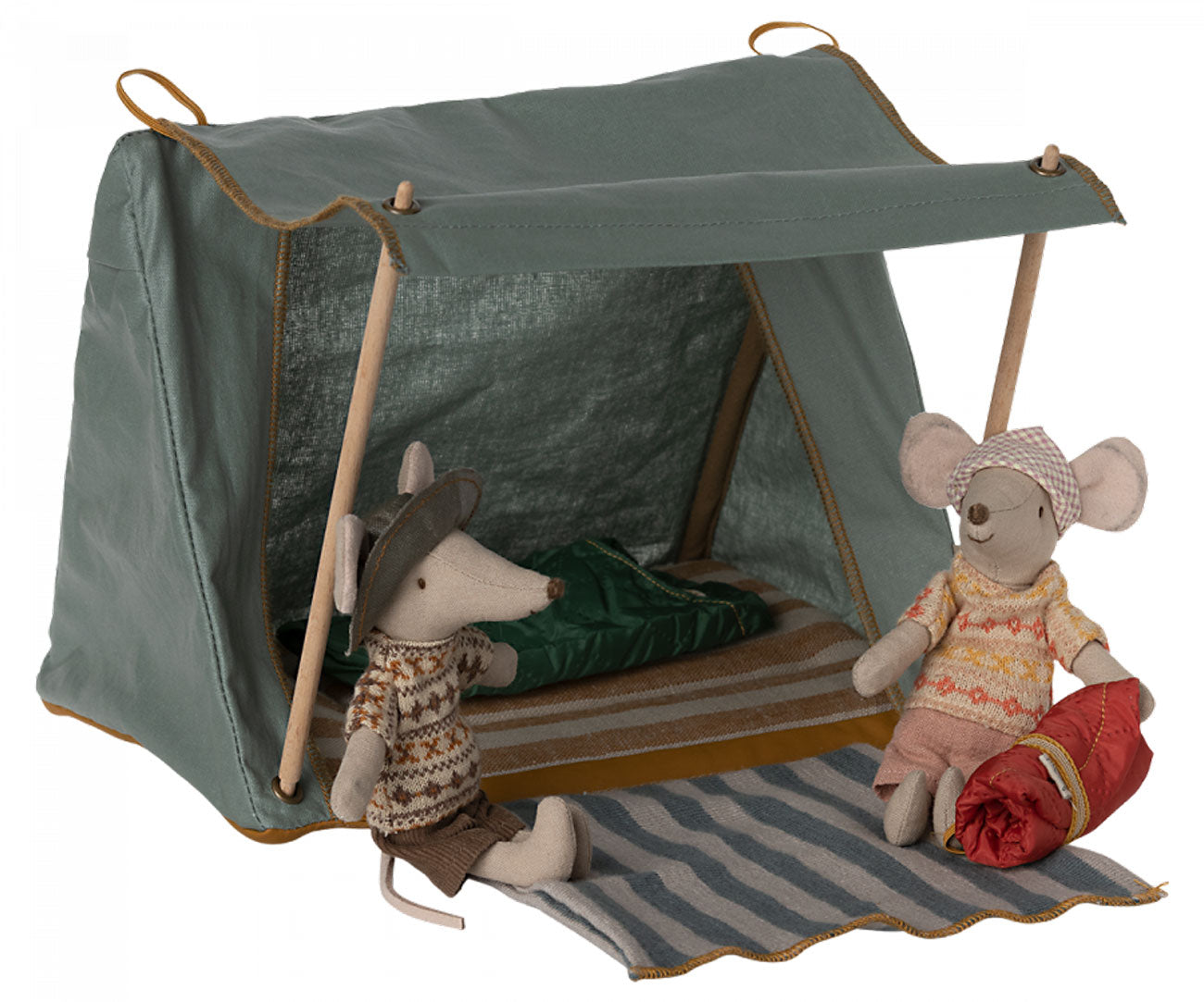 Maileg Mouse Happy Camper Tent - Rolled Door and Wooden Sticks