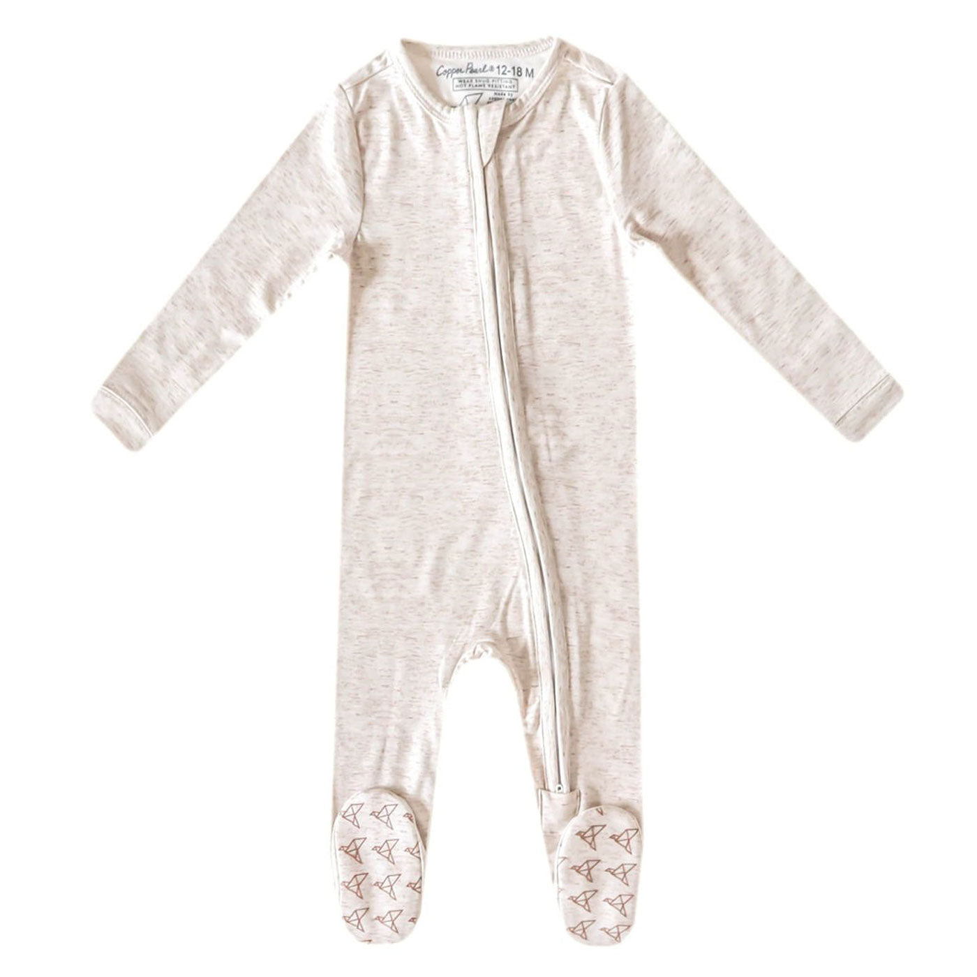 Copper Pearl Zip-up Footie - Oat