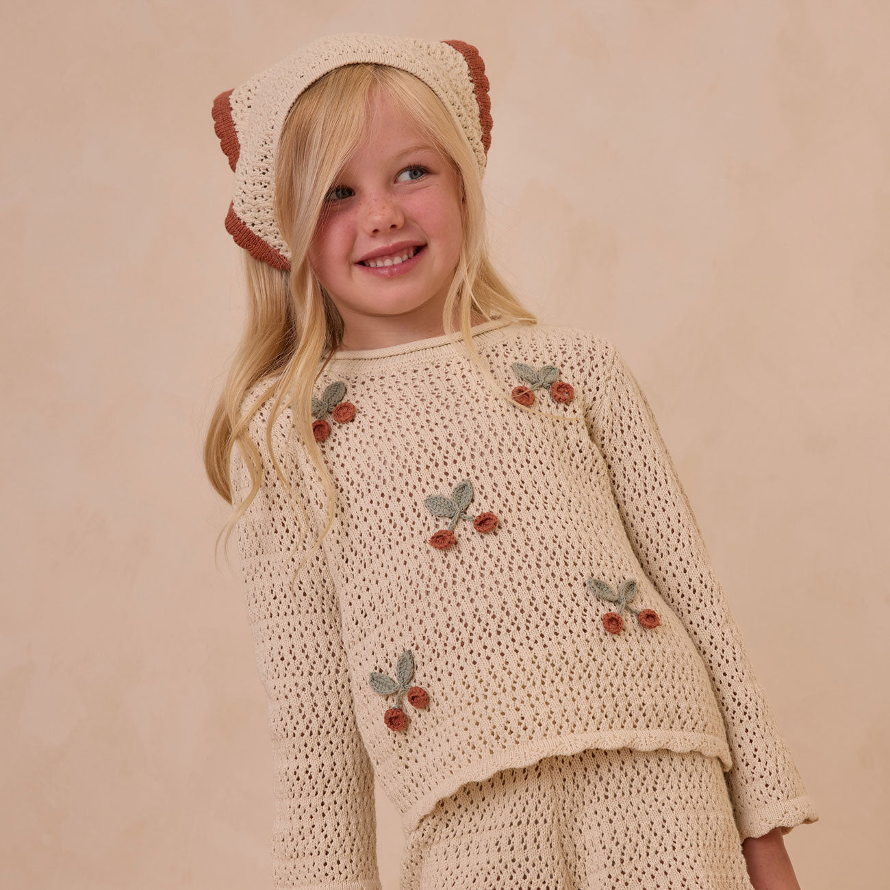 Rylee and Cru Crochet Knit Pullover - Cherries