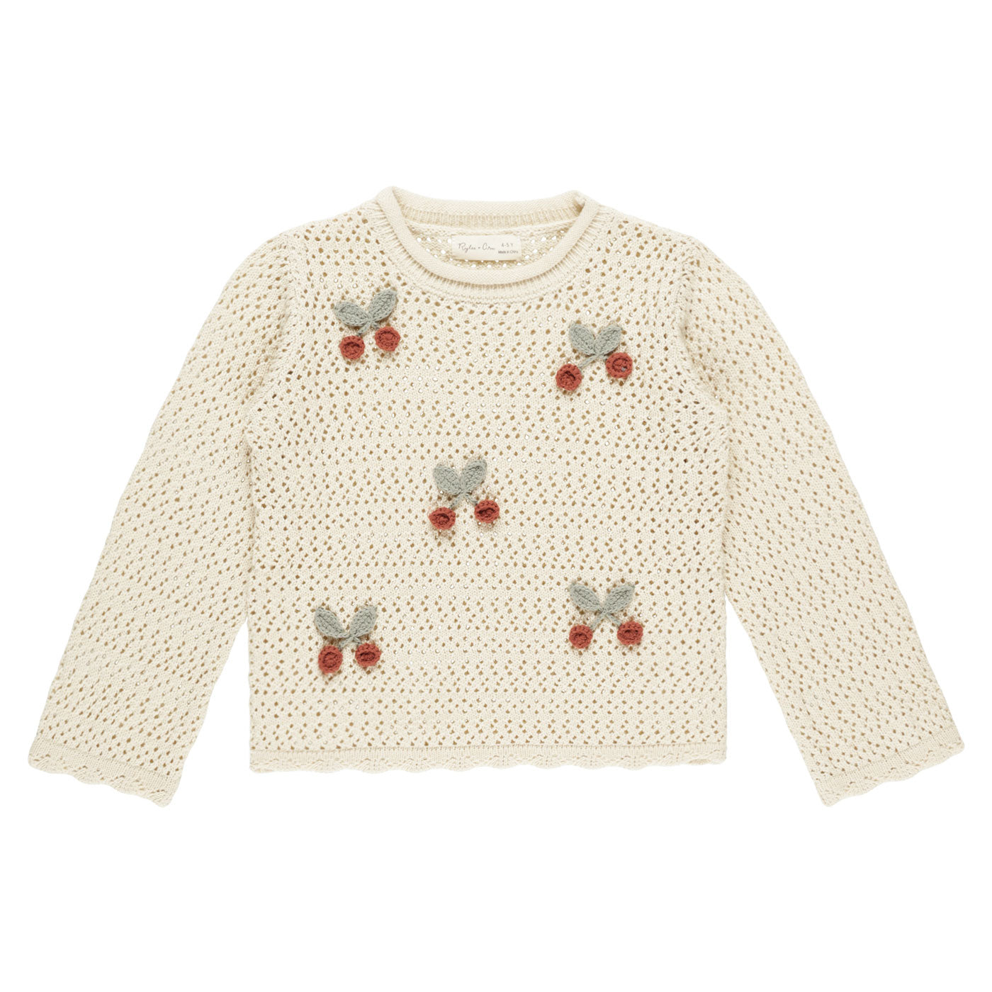 Rylee and Cru Crochet Knit Pullover - Cherries