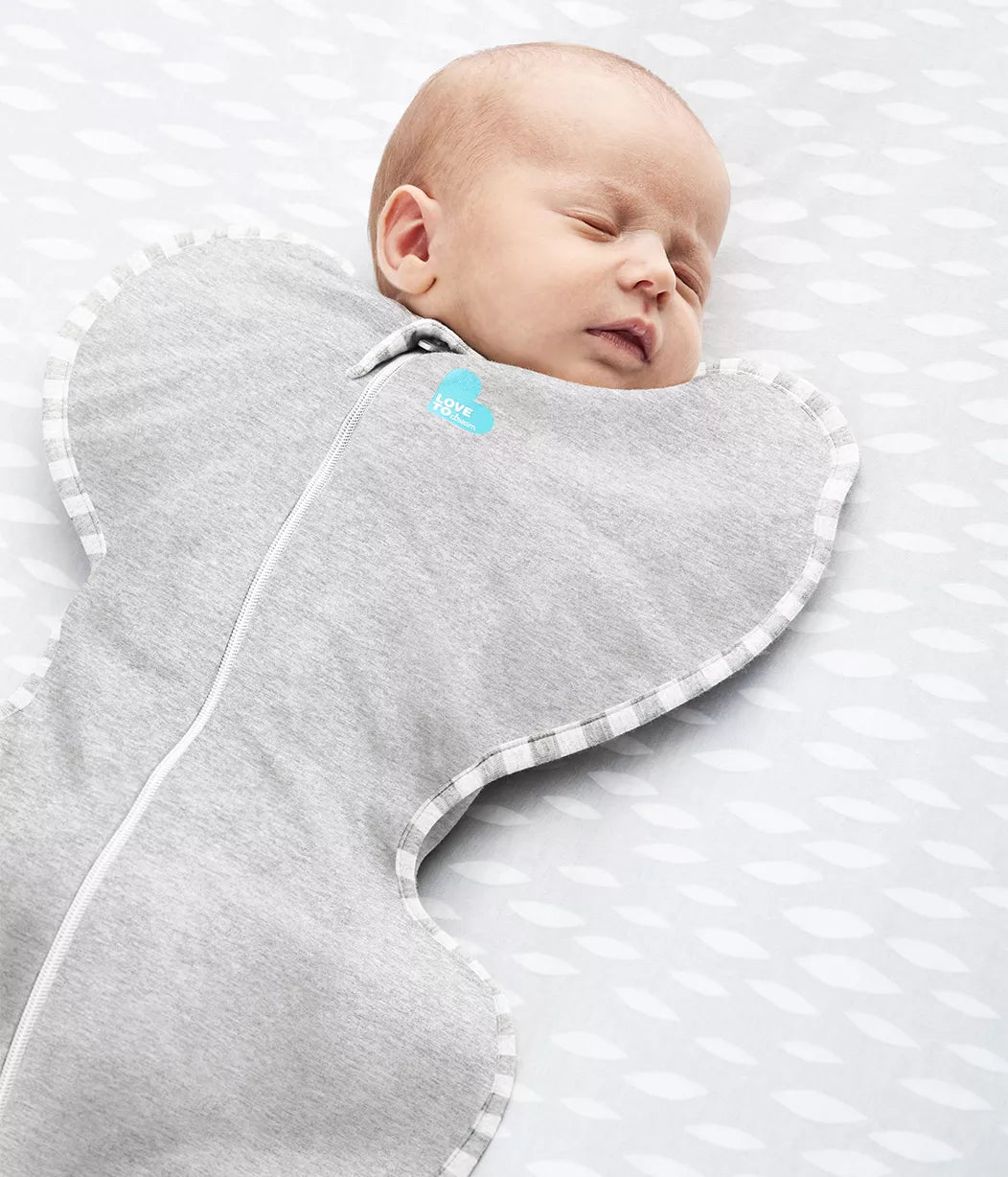 Baby wearing Love to Dream Swaddle Up Original Swaddler - Gray
