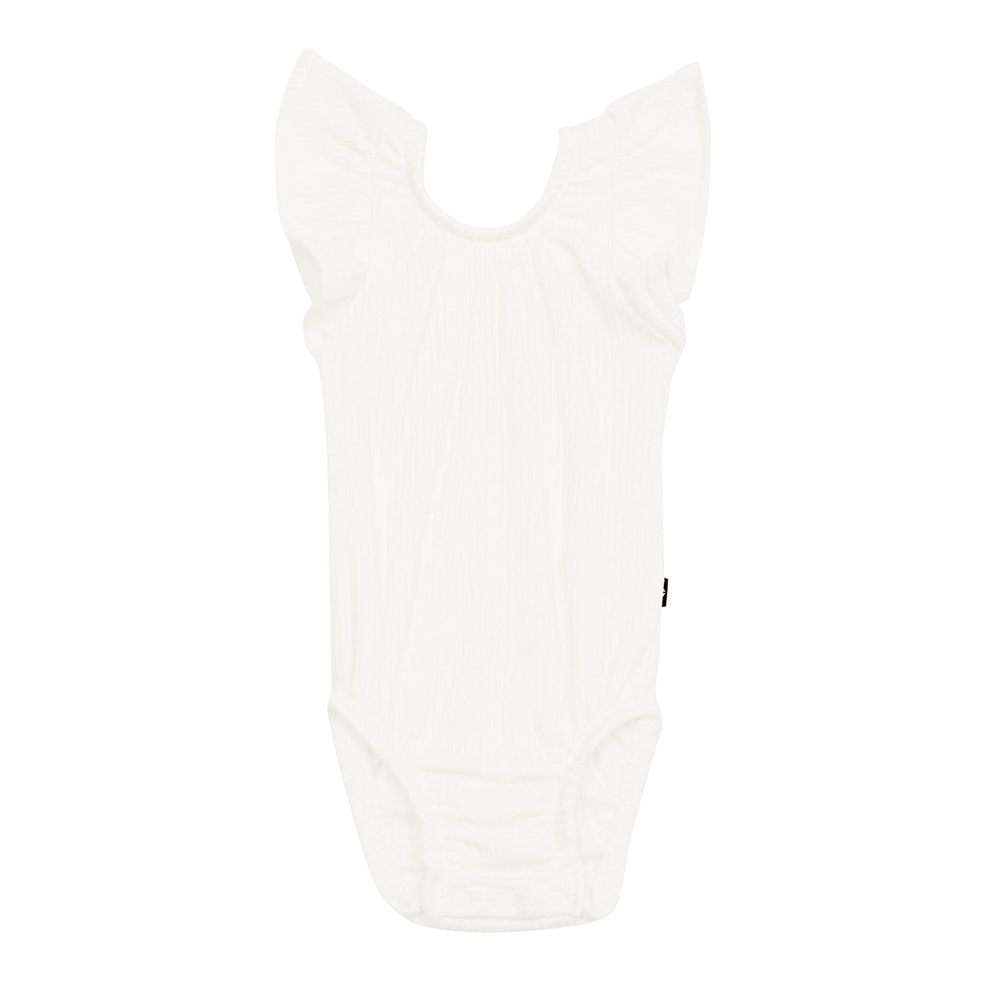 Kyte BABY Ribbed Sleeveless Ruffle Leotard - Cloud