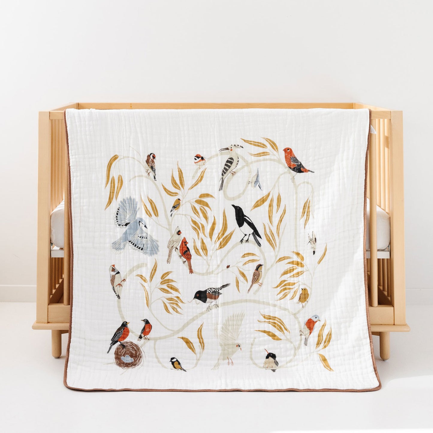 Clementine Kids Cotton Muslin Reversible Quilt - For the Birds