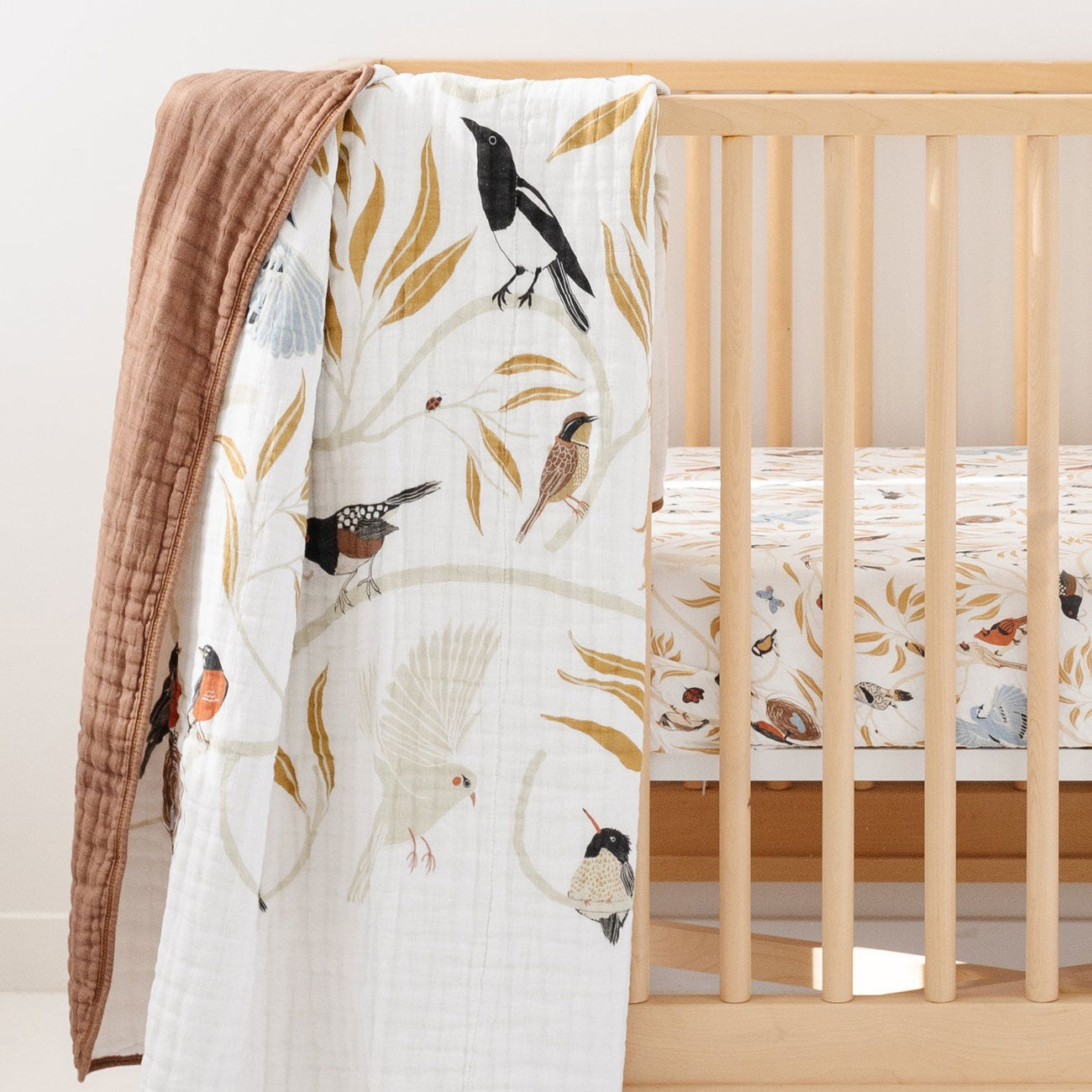 Clementine Kids Cotton Muslin Reversible Quilt - For the Birds