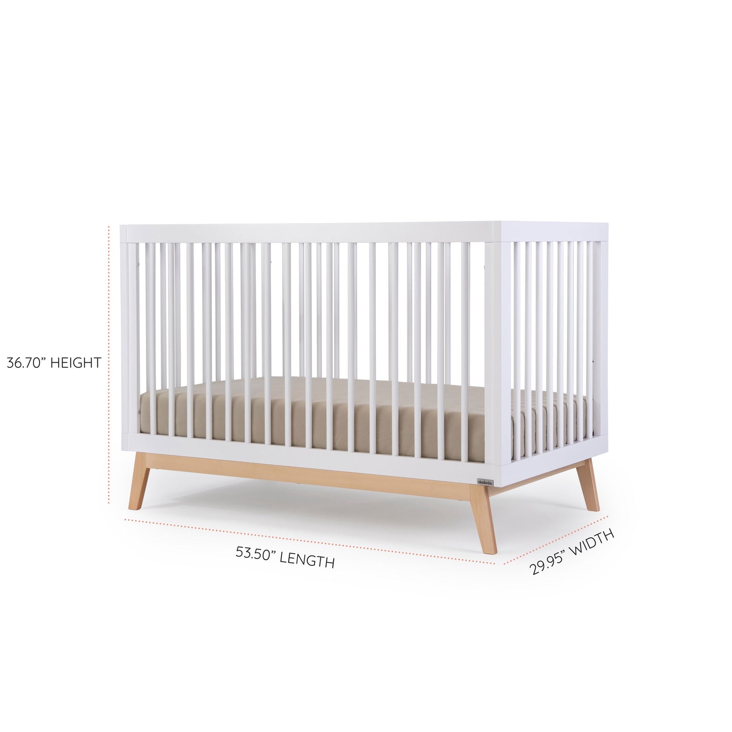 Dadada Soho 3-in-1 Convertible Crib - White / Natural