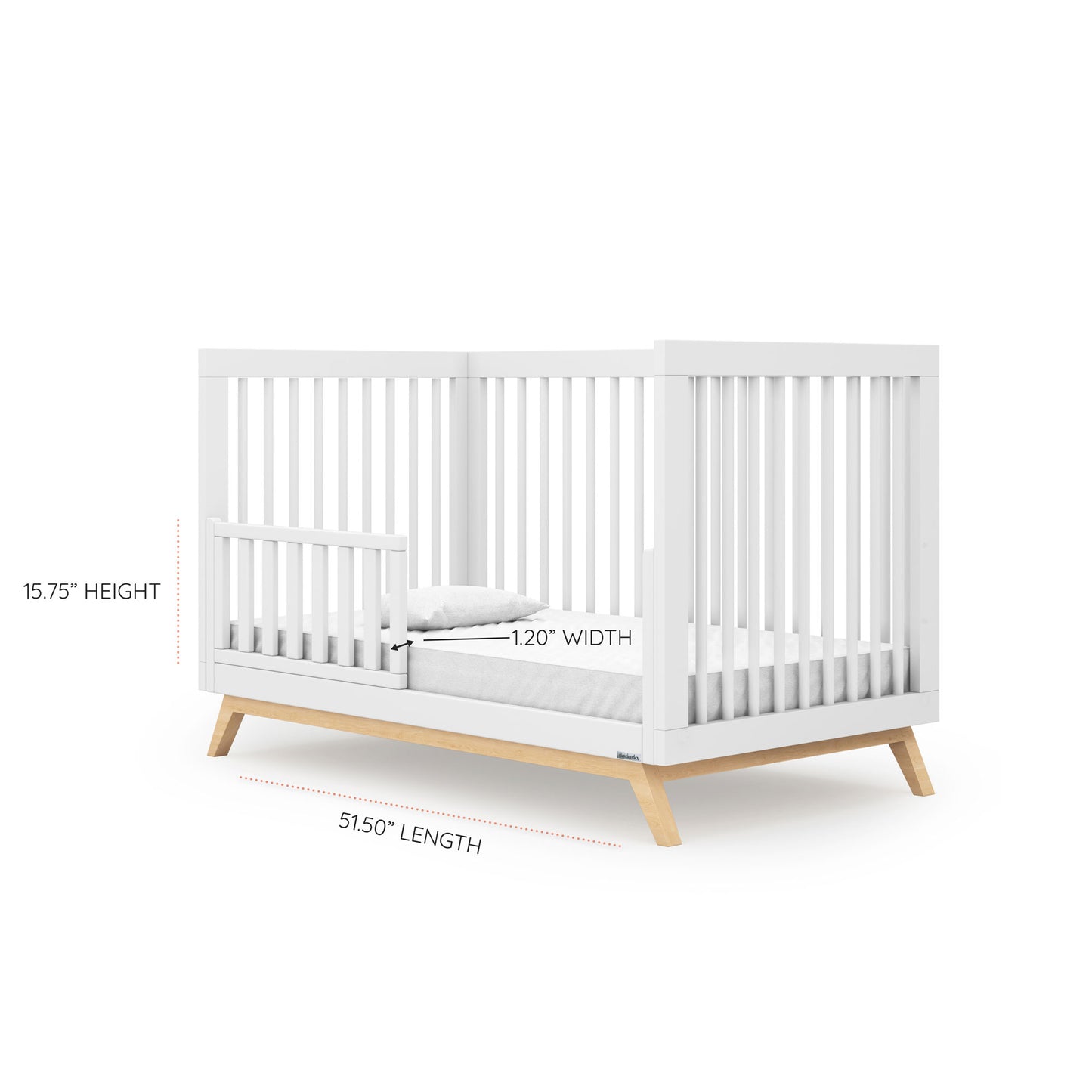 Dadada Soho 3-in-1 Convertible Crib - White / Natural