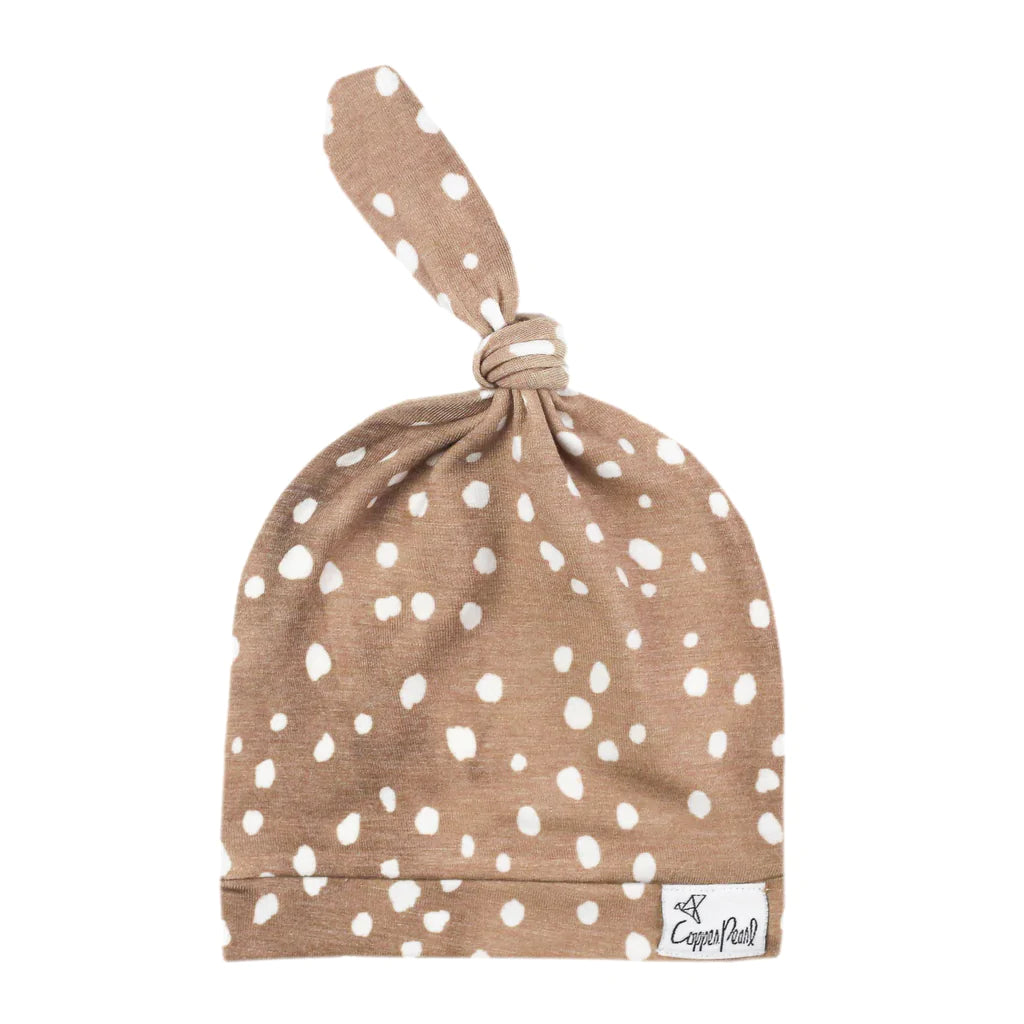 Copper Pearl Knit Top Hat - 0-4M