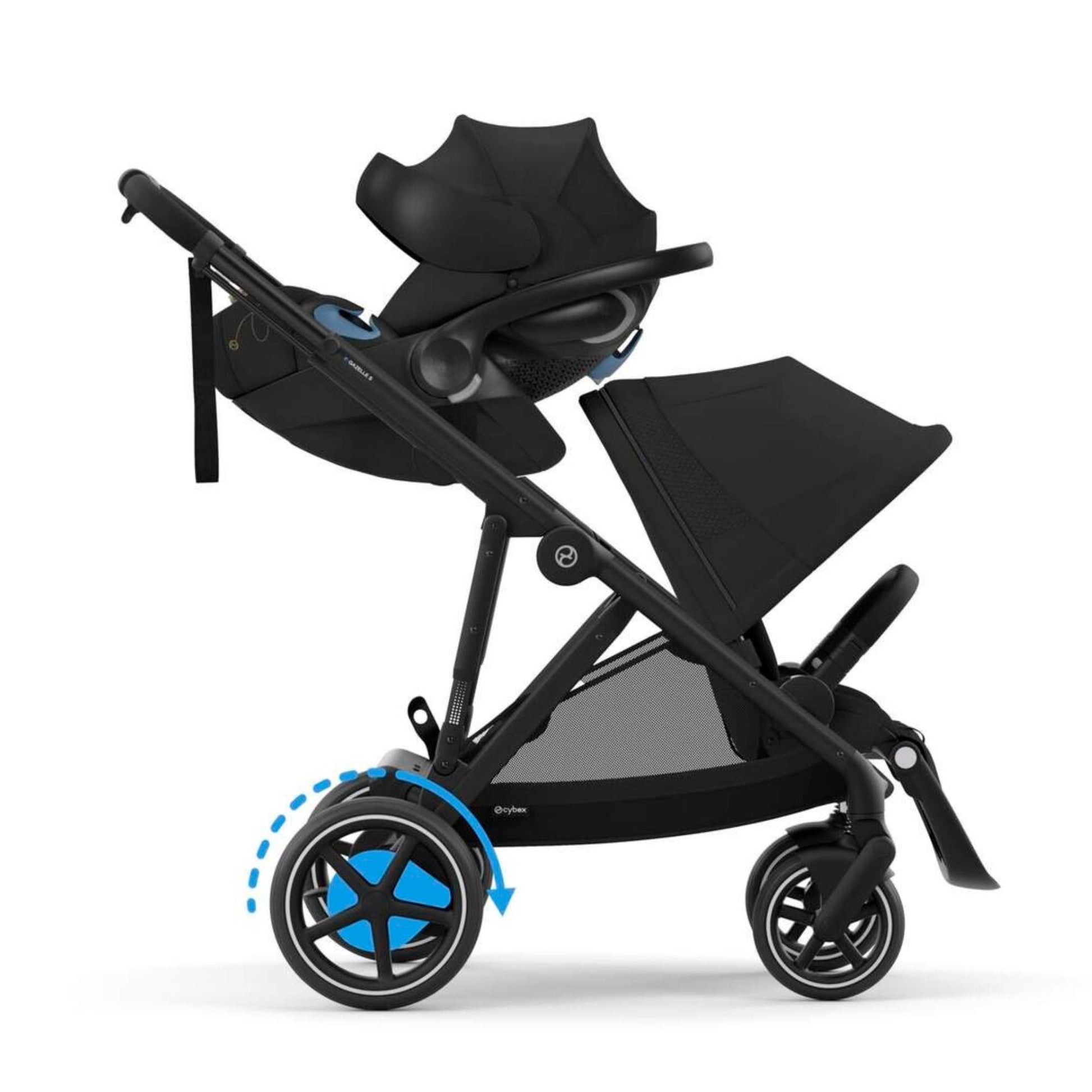 Cybex e-Gazelle S Stroller - Moon Black with Black Frame