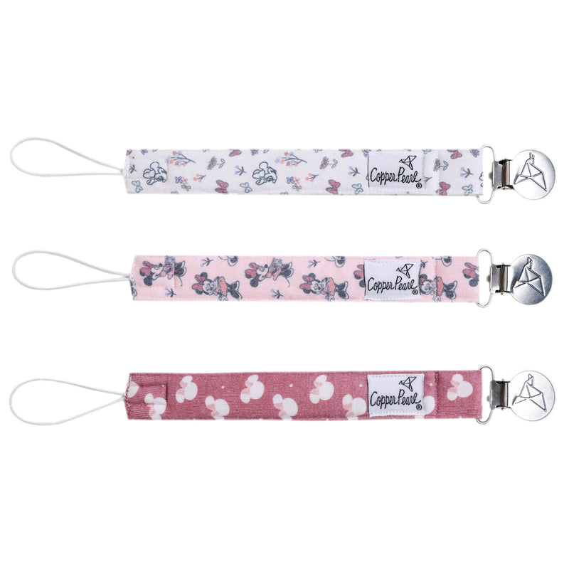 Copper Pearl Binky Clip Set - Minnie Mouse