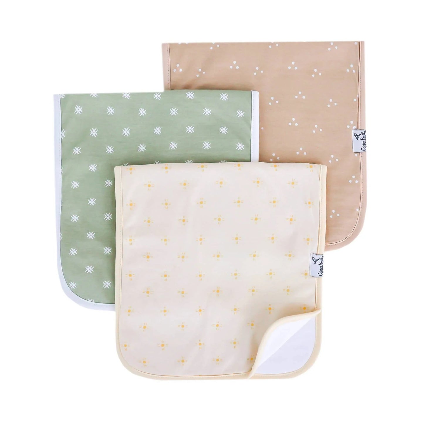 Copper Pearl 3-Pack Burp Cloth Set