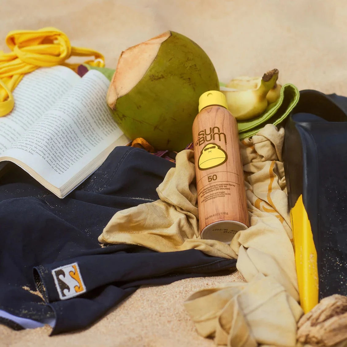 Sun Bum Original SPF 50 Sunscreen Spray at the beach