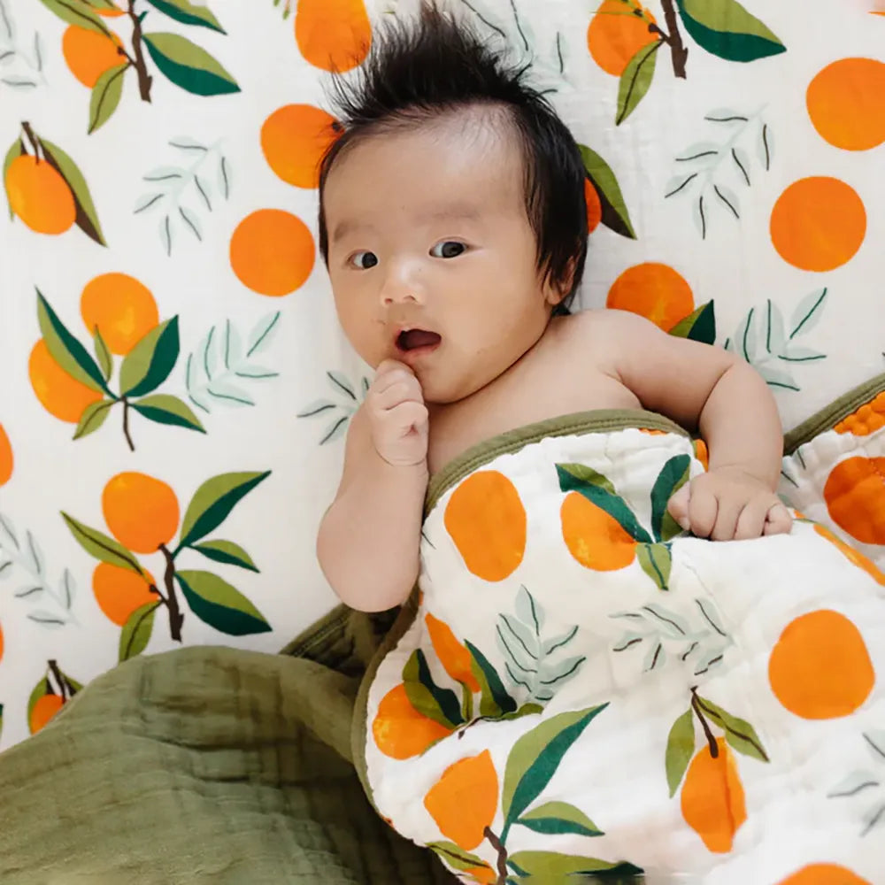 Clementine Kids Cotton Muslin Reversible Quilt - Fresh Clementine