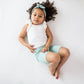 Kyte BABY Ribbed Sleeveless Ruffle Leotard - Cloud