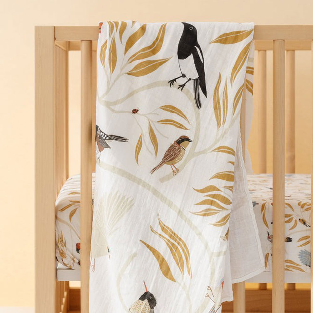Clementine Kids Cotton Muslin Single Swaddle - For the Birds