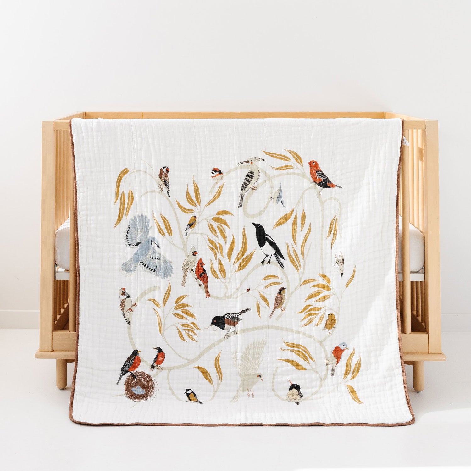 Clementine Kids Cotton Muslin Reversible Quilt - For the Birds