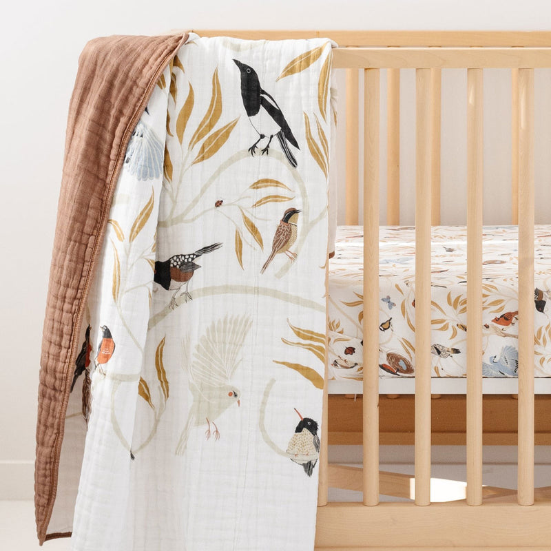 Clementine Kids Cotton Muslin Reversible Quilt - For the Birds