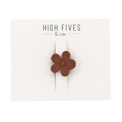 High Fives Flower Hair Claw Clips - 1.35" - Almond Brown