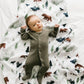 Baby laying on Saranoni Bamboo Muslin Swaddle Blanket - Yosemite