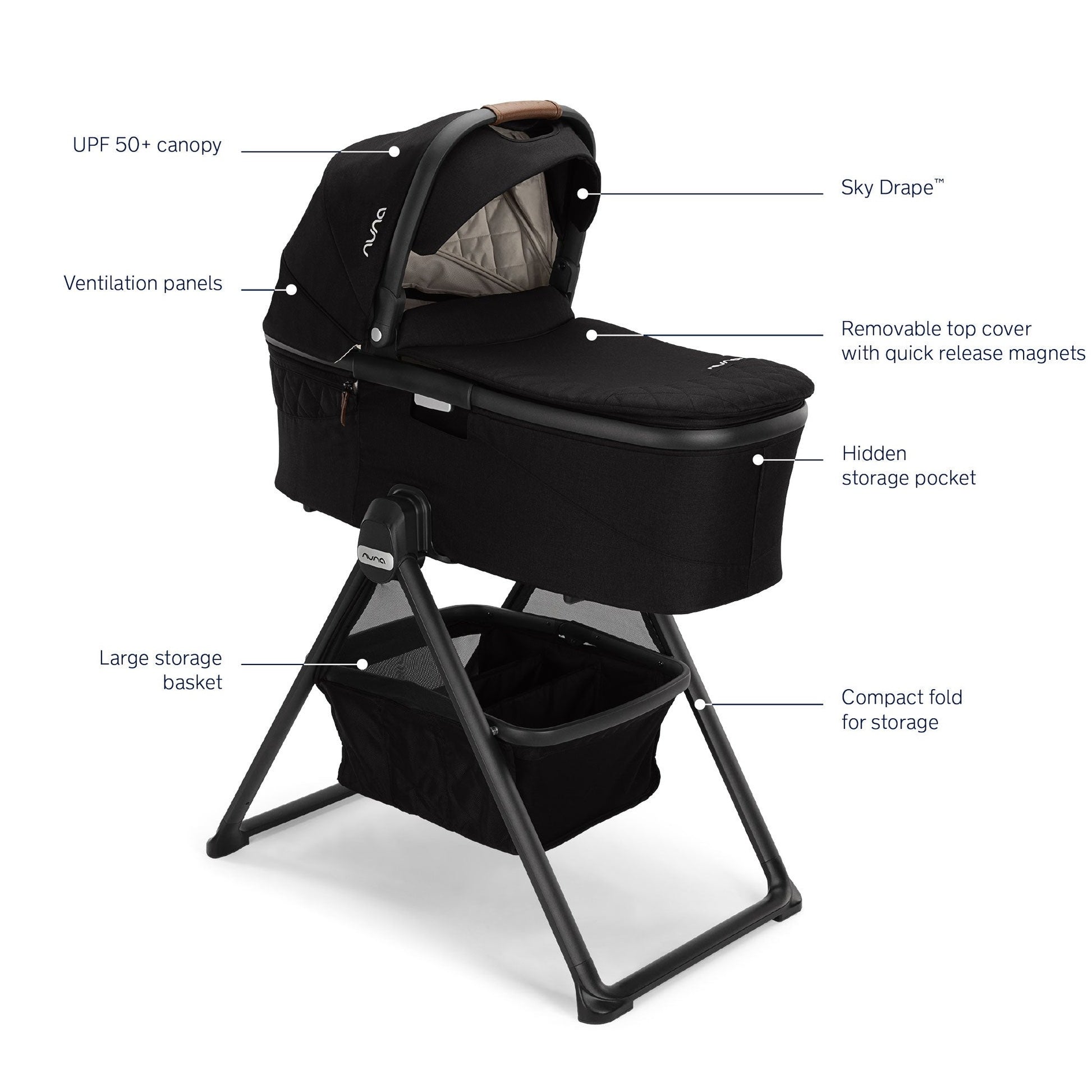 Nuna DEMI Grow Bassinet + Stand - Caviar