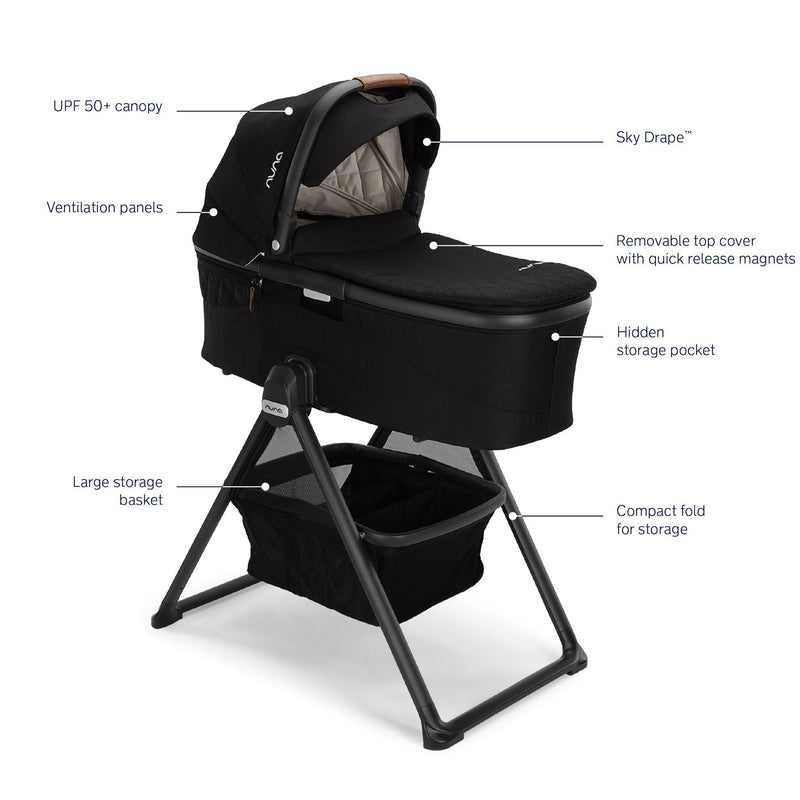 Nuna DEMI Grow Bassinet + Stand - Caviar