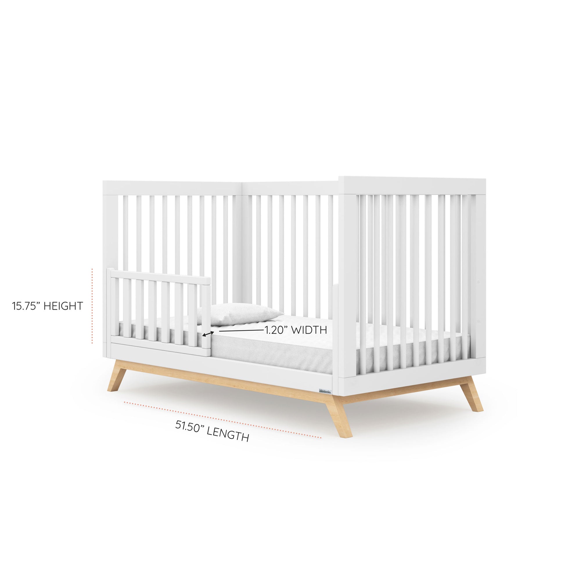 Dadada Soho 3-in-1 Convertible Crib - White / Natural