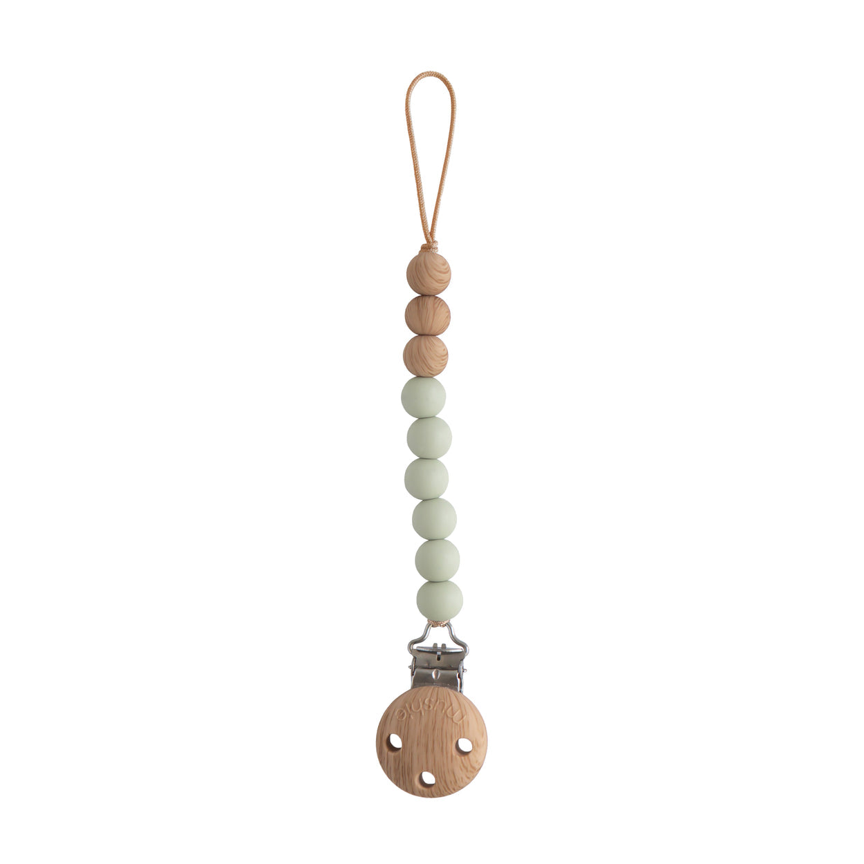 Mushie Silicone Pacifier Clip - Eva - Sage