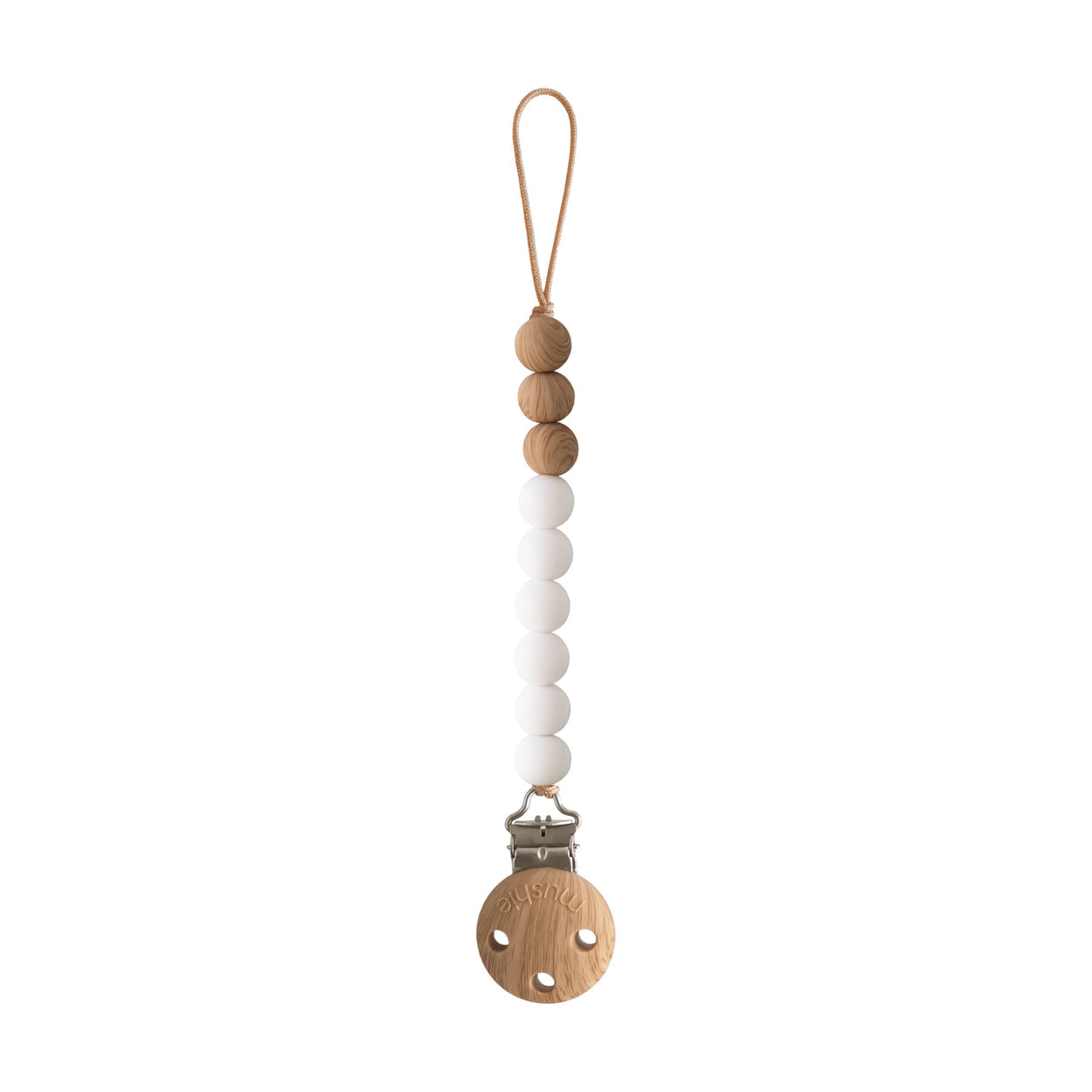 Mushie Silicone Pacifier Clip - Eva - White