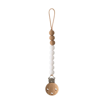 Mushie Silicone Pacifier Clip - Eva - White