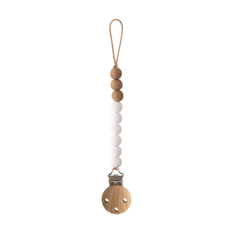 Mushie Silicone Pacifier Clip - Eva - White