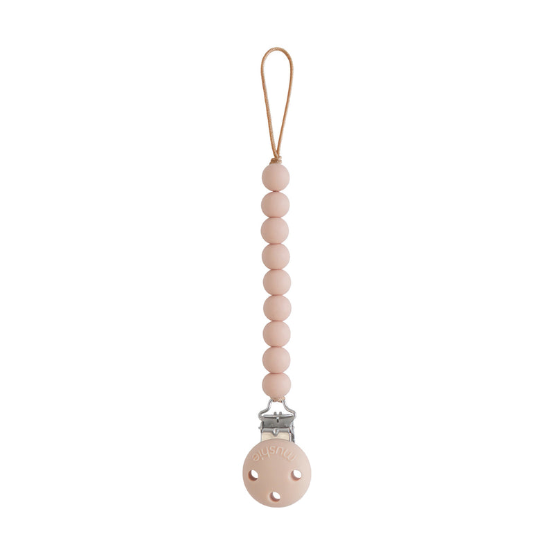 Mushie Silicone Pacifier Clip - Hera - Blush