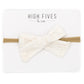 High Fives Eyelet Bow Nylon Headband - White Cross Stitch