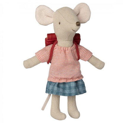 Maileg Big Sister Tricycle Mouse with Bag - Red