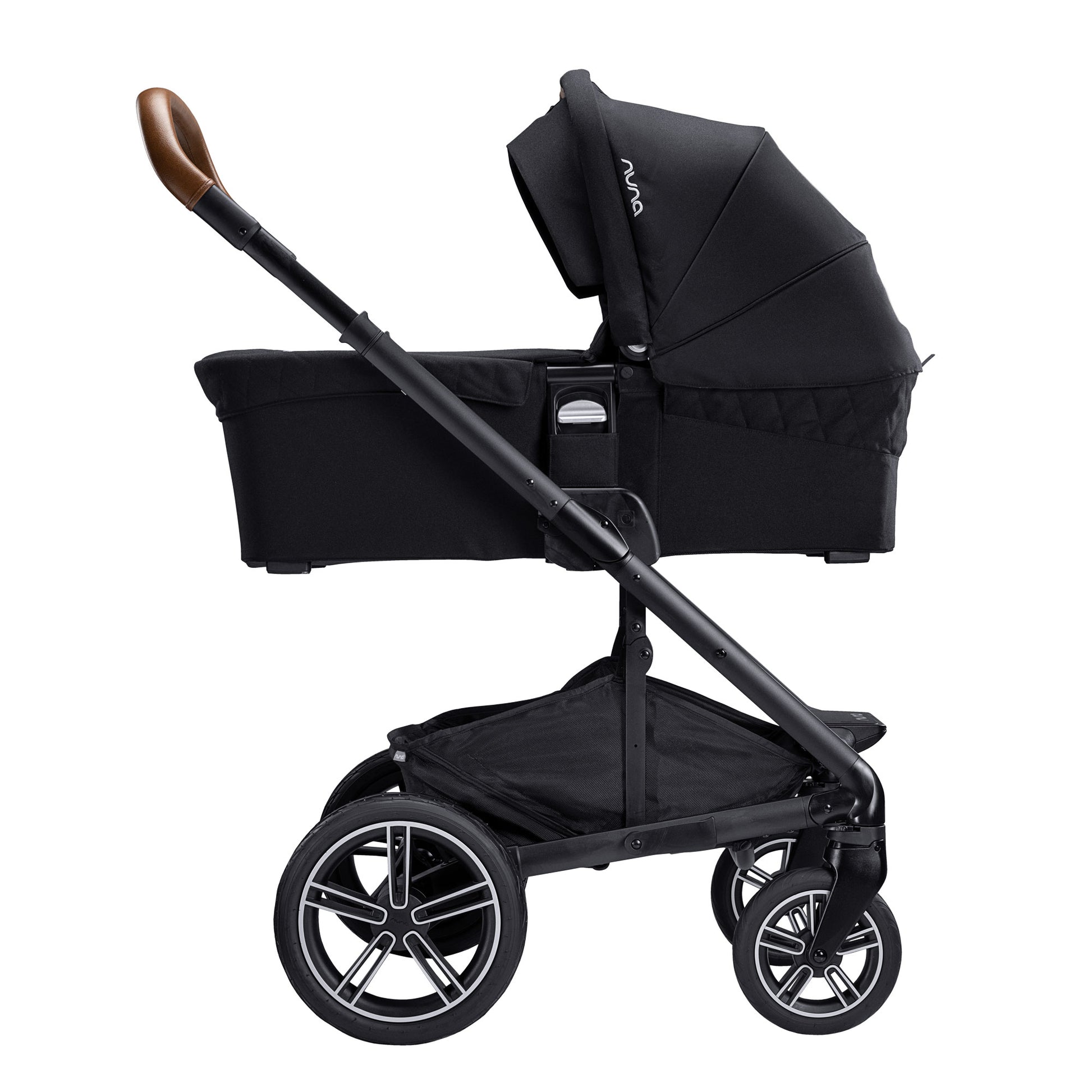 Nuna MIXX Series Bassinet - Caviar on Nuna stroller