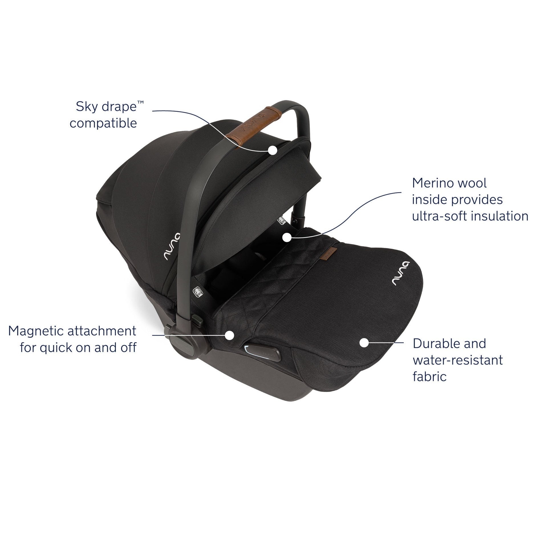 Nuna PIPA Lite RX Footmuff - Caviar on Nuna PIPA Lite RX infant car seat