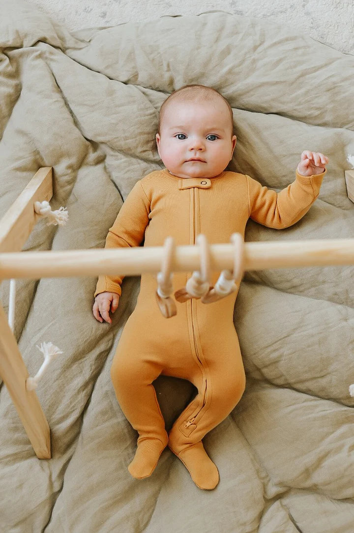 L'ovedbaby Organic Zipper Footie - Honey