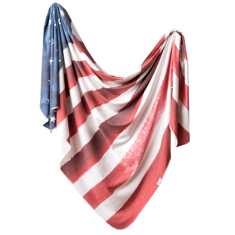 Copper Pearl Knit Swaddle Blanket - Patriot