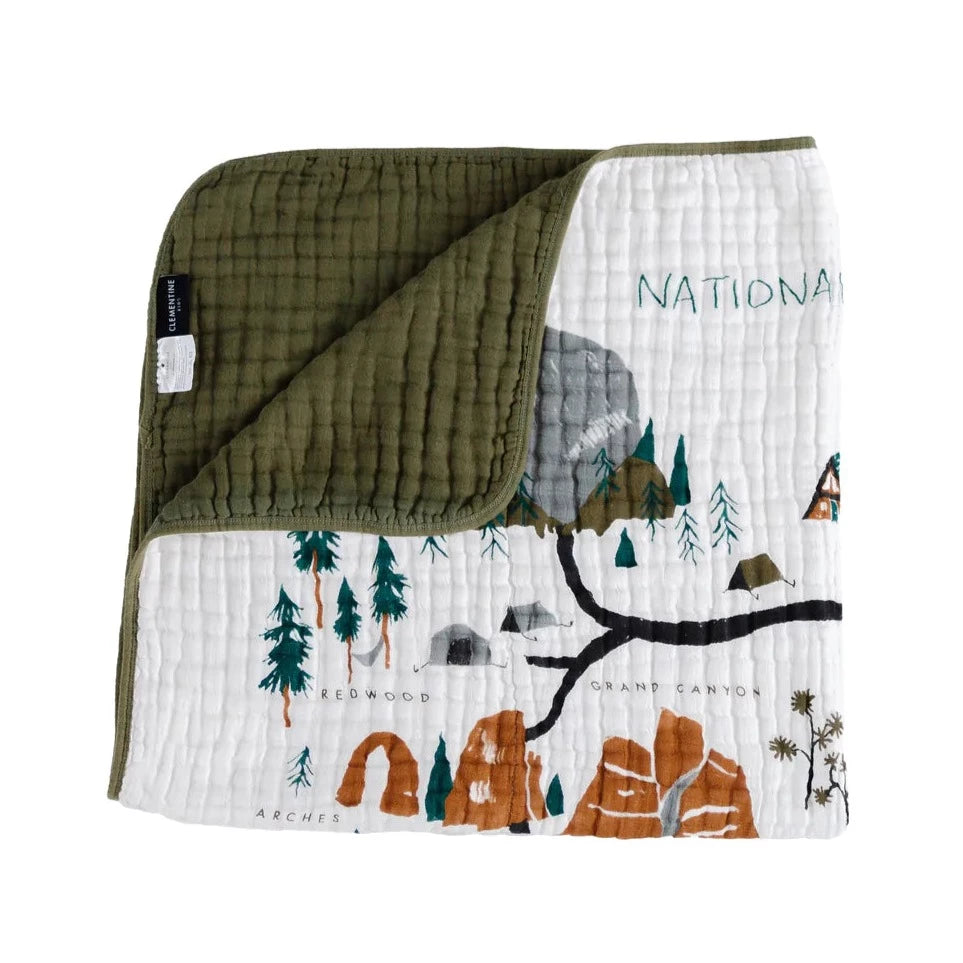 Clementine Kids Cotton Muslin Reversible Quilt - National Parks